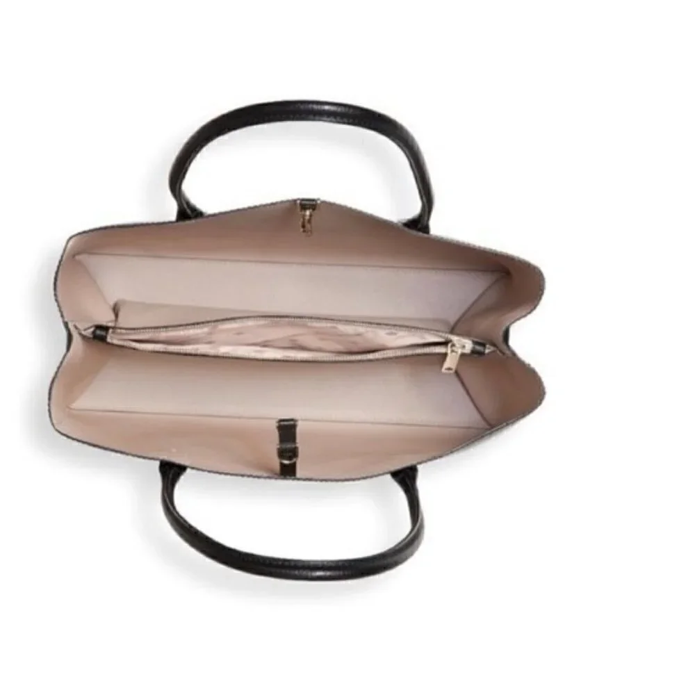 BNWT Kate Spade Eva Refined Black Leather Triple Compartment Tote